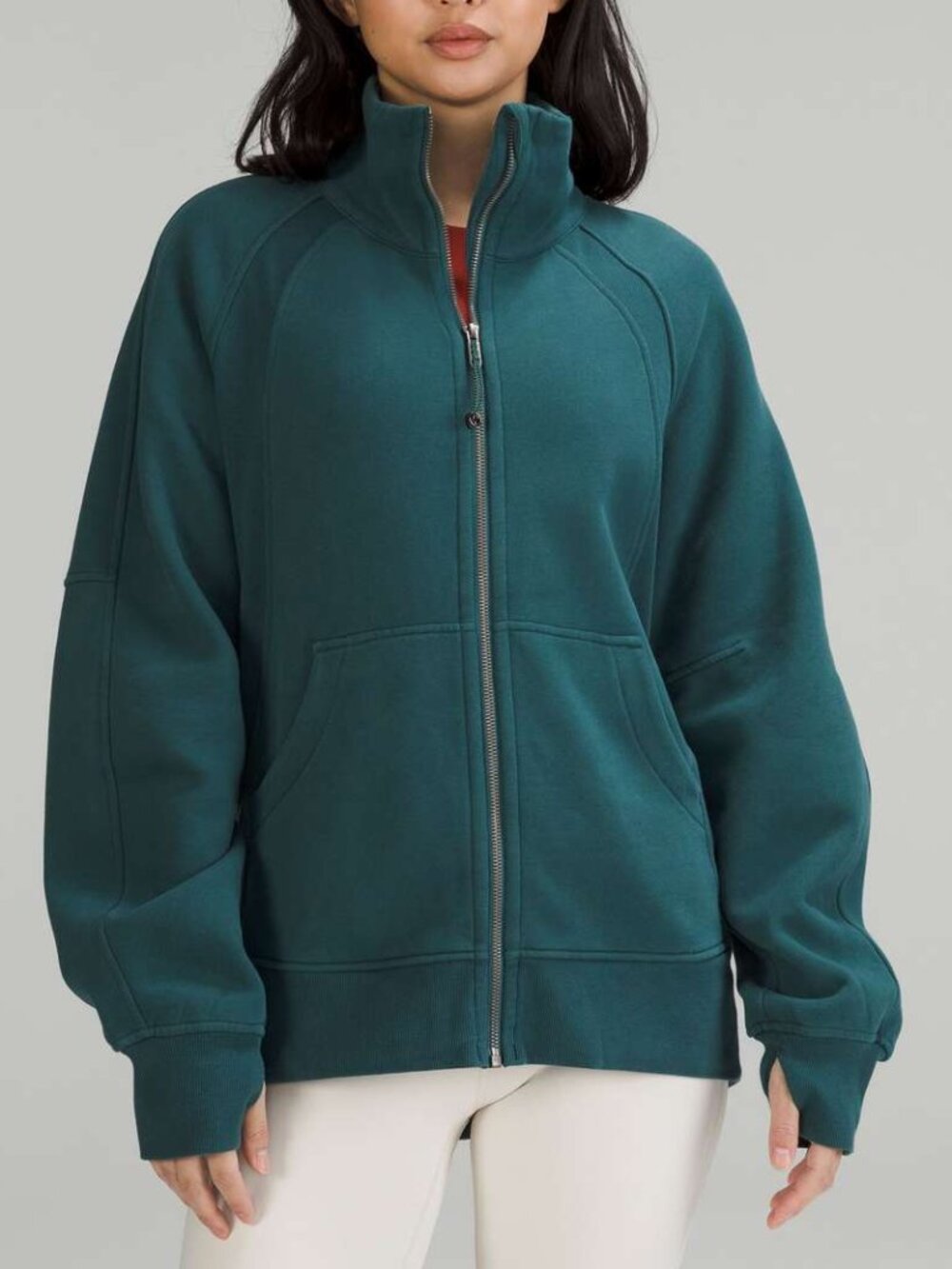 Lululemon Dark Teal Green Scuba Oversized Funnel-Neck Full Zip Size XS/Small